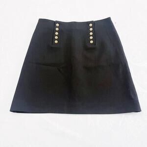 Gerard Darel Black Pencil Skirt Military Style Buttons Size 40